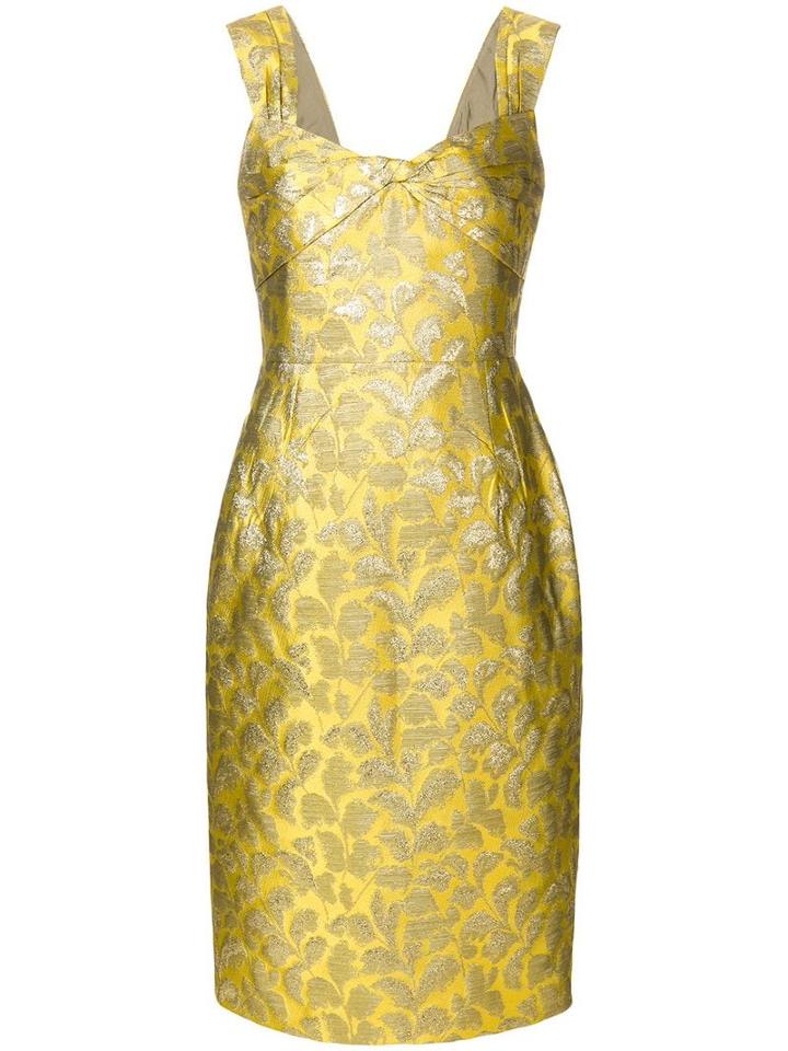 Prada Floral Baroque Fitted Dress - Yellow