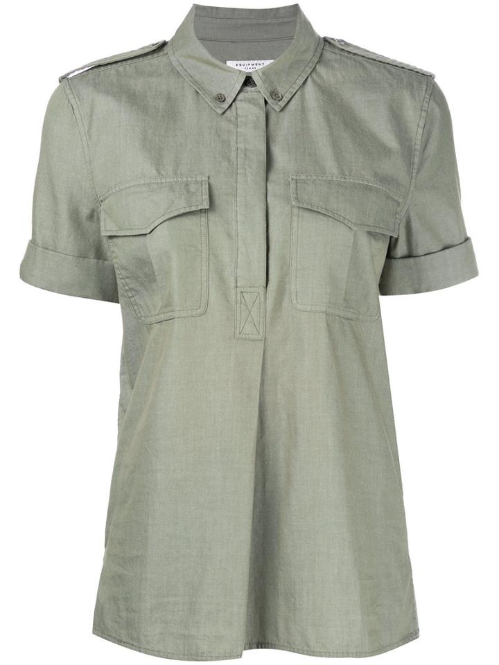 Equipment - Plain Shirt - Women - Cotton - M, Green, Cotton