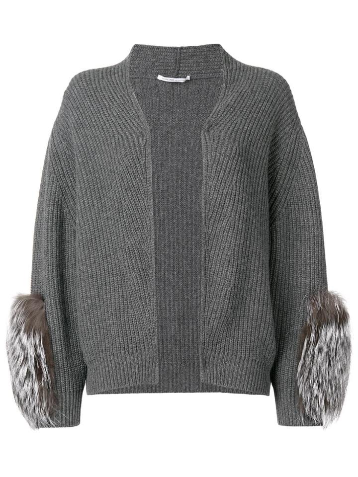 Agnona Fur Sleeved Cardigan - Grey