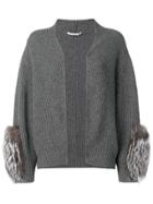Agnona Fur Sleeved Cardigan - Grey