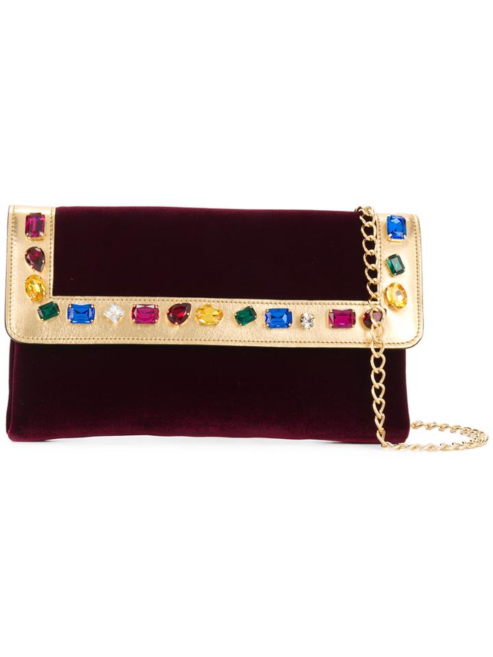 Casadei Crystal-embellished Clutch Bag - Red