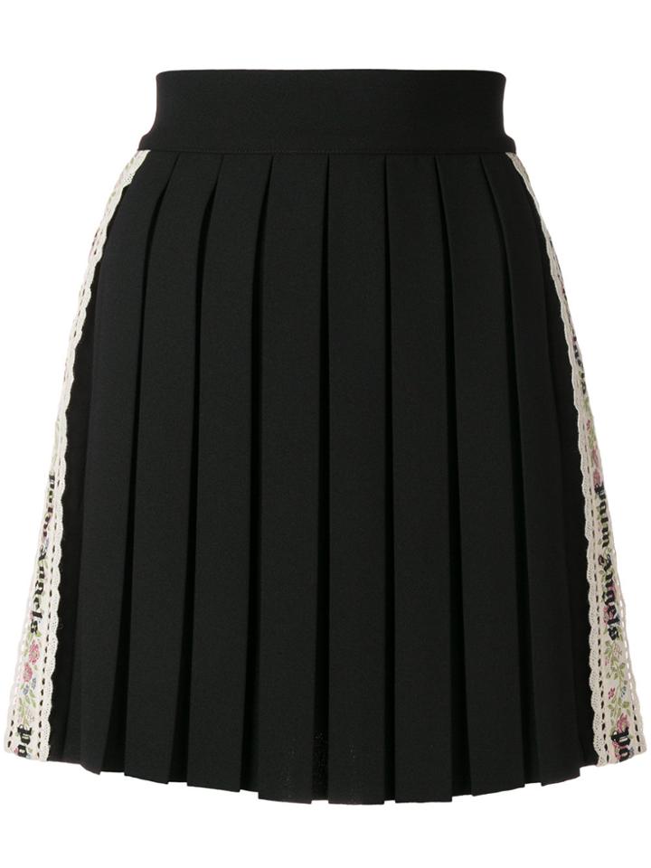 Palm Angels Side-stripe Pleated Mini Skirt - Black