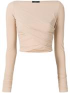 Lost & Found Ria Dunn Cropped Wrap Blouse - Nude & Neutrals