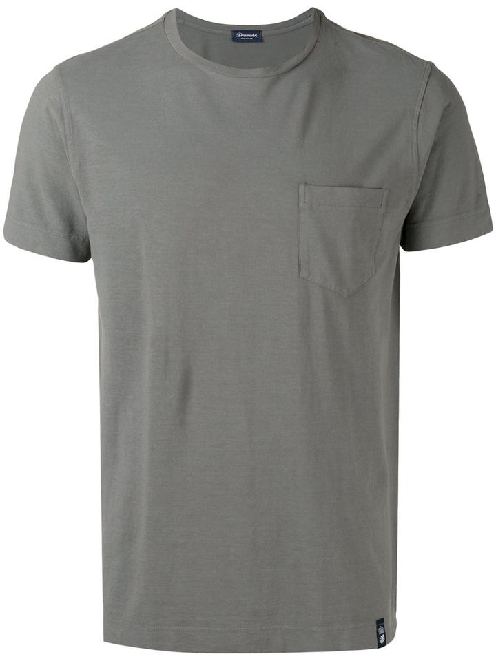 Drumohr Chest Pocket Short Sleeve T-shirt, Men's, Size: Small, Grey, Cotton