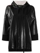 8pm Faux Leather Contrast Hoody - Black