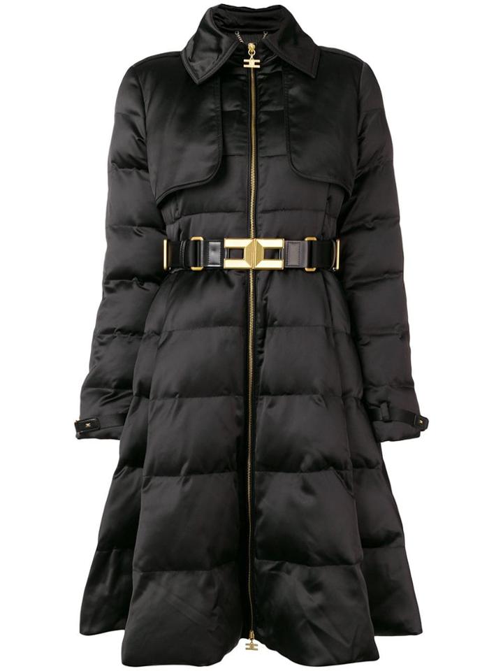 Elisabetta Franchi Belted Padded Coat - Black