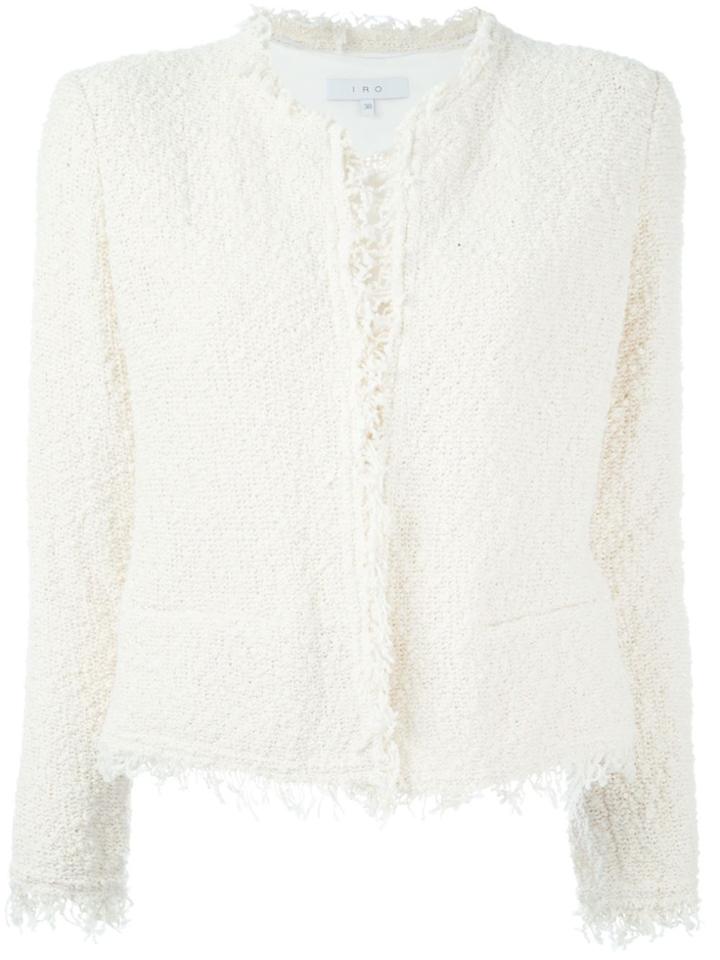 Iro Fringed Bouclé Jacket - White