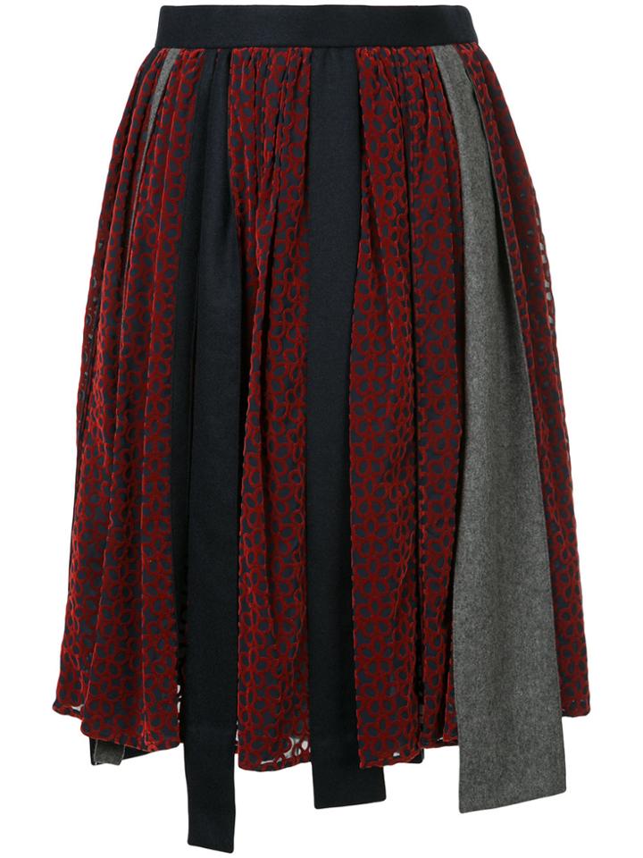 Kolor Patchwork Asymmetric Skirt - Red