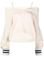 Maison Margiela Cold Shoulder Elongated Sleeve Sweater - Neutrals