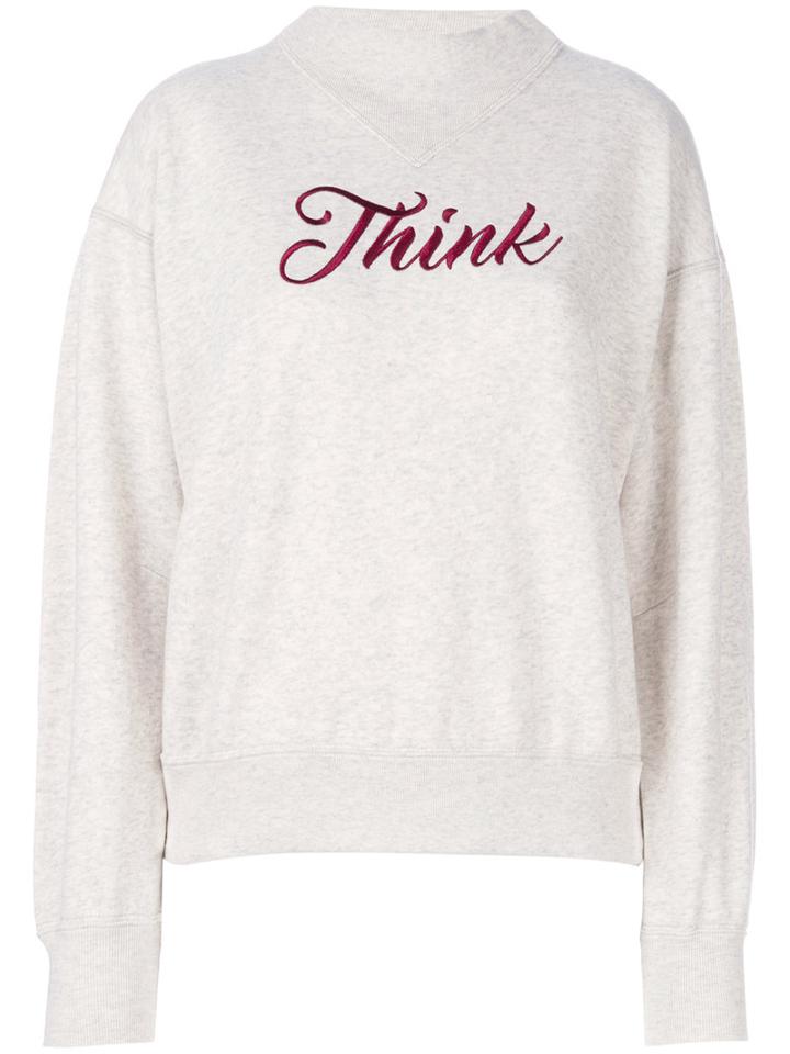 Isabel Marant Étoile - 'think' Embroidery Sweatshirt - Women - Cotton/polyester - 40, Nude/neutrals, Cotton/polyester