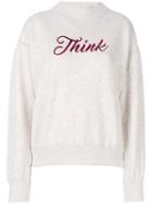 Isabel Marant Étoile - 'think' Embroidery Sweatshirt - Women - Cotton/polyester - 40, Nude/neutrals, Cotton/polyester