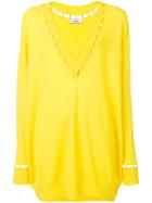 Givenchy - Faux Pearl Trim Jumper - Women - Silk/cotton/cashmere/wool - Xs, Yellow/orange, Silk/cotton/cashmere/wool