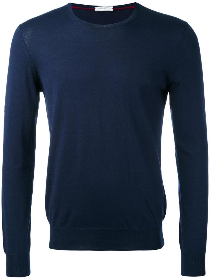 Paolo Pecora - Crew Neck Jumper - Men - Cotton/silk - S, Blue, Cotton/silk