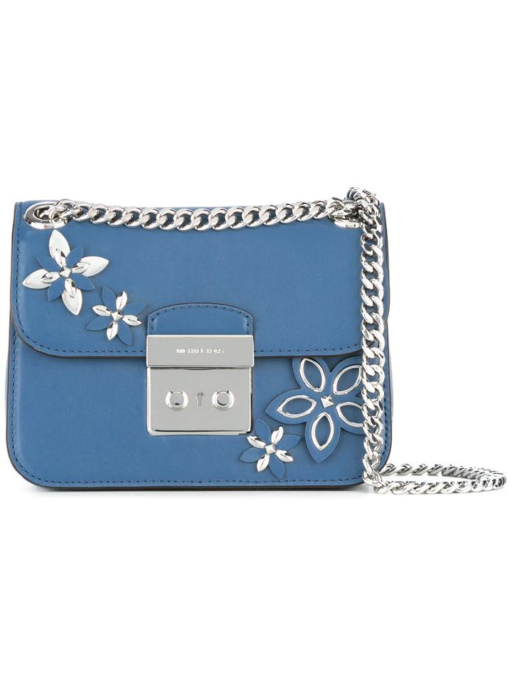 Michael Michael Kors Floral Embellished Shoulder Bag, Women's, Blue, Leather/metal
