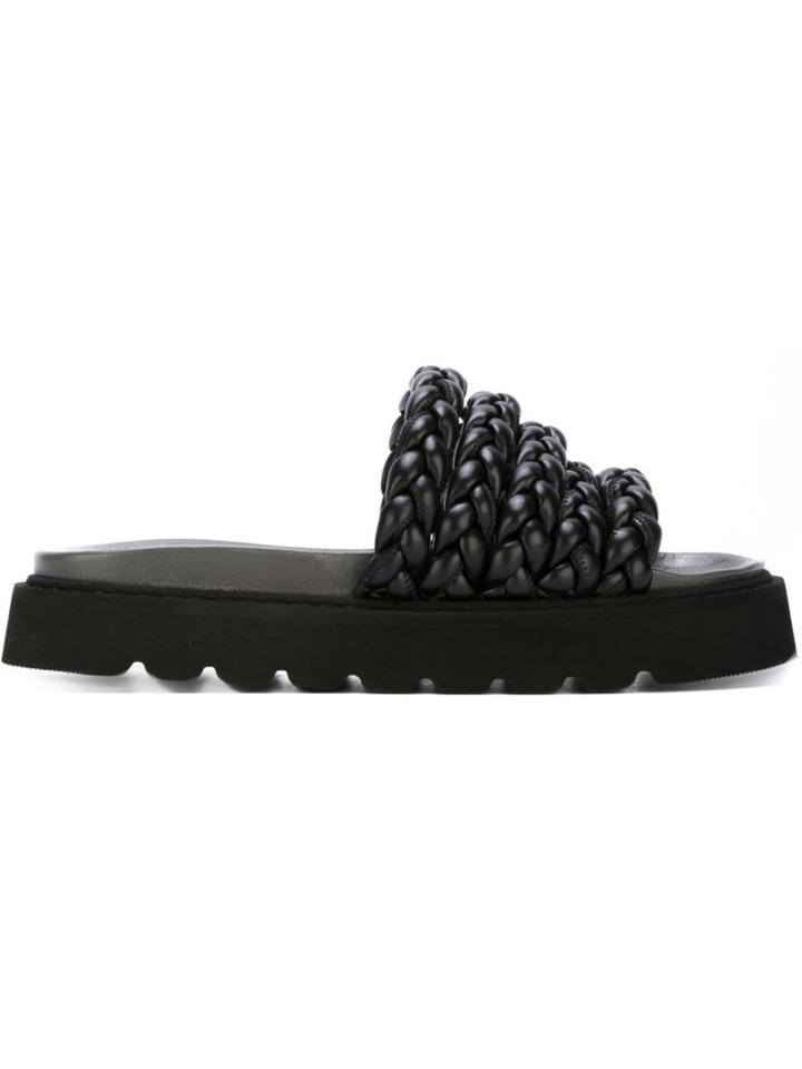 Bruno Bordese Braided Strap Sandals, Women's, Size: 39, Black, Calf Leather/rubber/leather