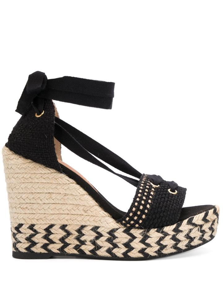 Castañer High Wedge Heel Sandals - Black