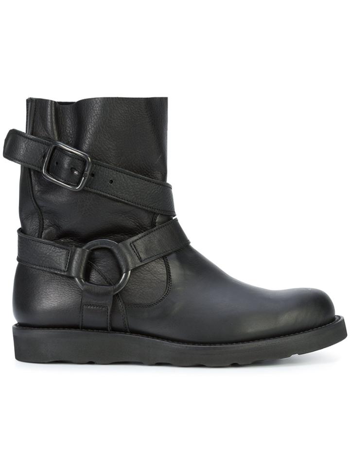 Yohji Yamamoto Harness Strapped Ring Boots - Black