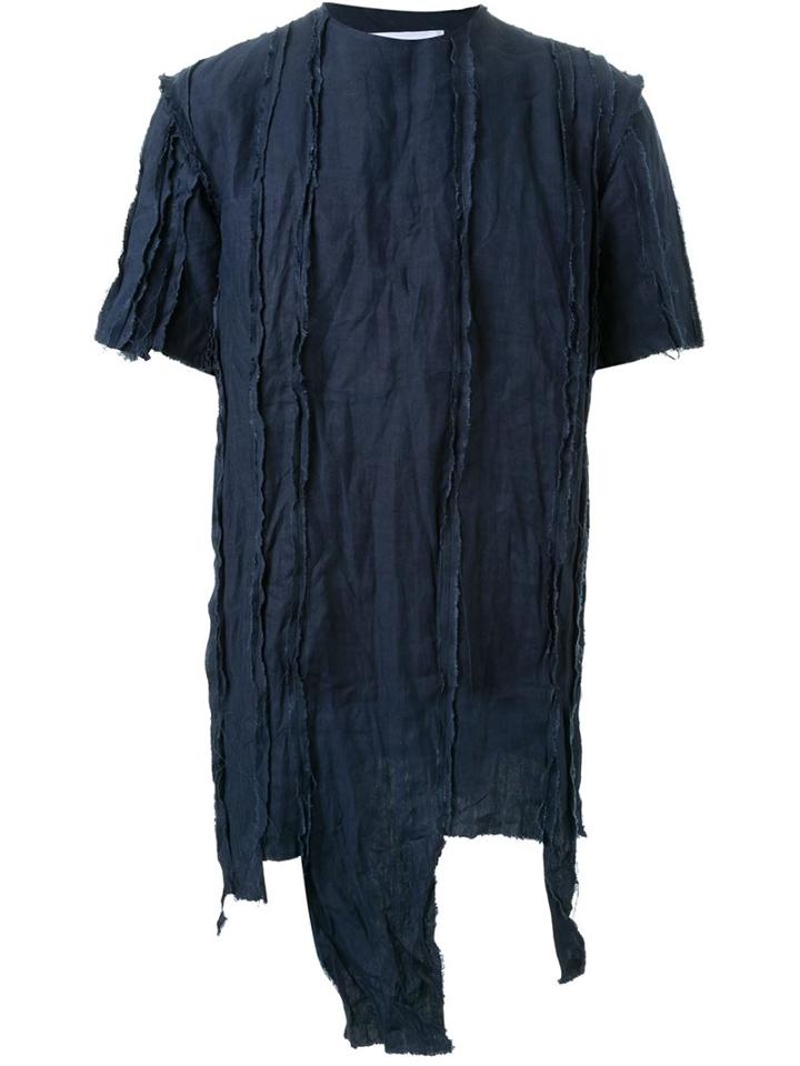 Matthew Miller Idaho Destroyed Linen Oversized T-shirt, Men's, Size: Medium, Blue, Linen/flax