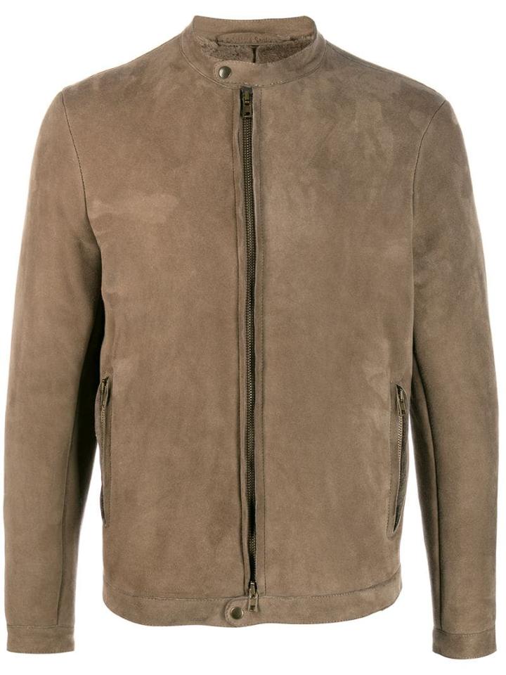 Salvatore Santoro Collarless Bomber Jacket - Neutrals