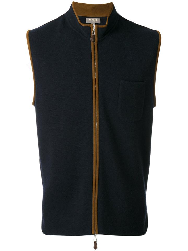 N.peal Zip Up Gilet, Men's, Size: Xxl, Blue, Cashmere/suede
