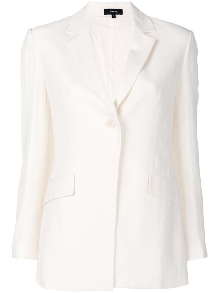 Theory - Flap Pockets Blazer - Women - Acetate/viscose/polyester/polyurethane - 2, Nude/neutrals, Acetate/viscose/polyester/polyurethane