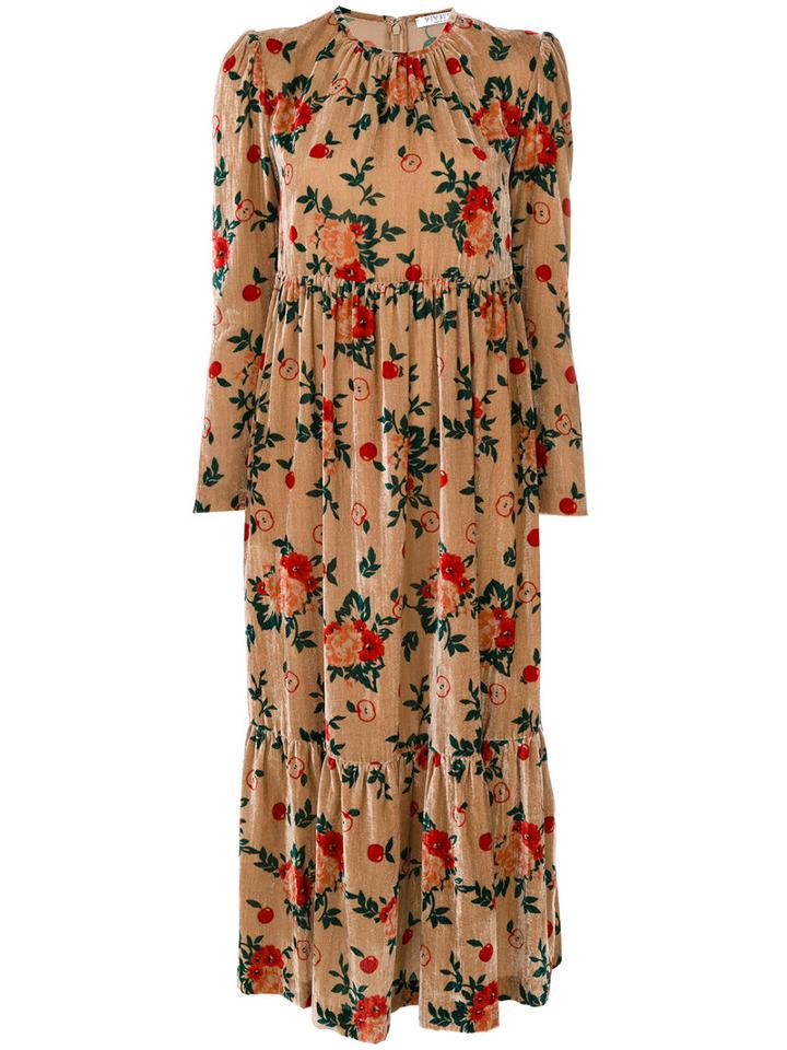 Vivetta - Floral Print Flared Dress - Women - Polyamide/viscose - 40, Brown, Polyamide/viscose