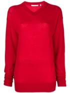 Helmut Lang V-neck Balloon Sleeve Sweater - Red