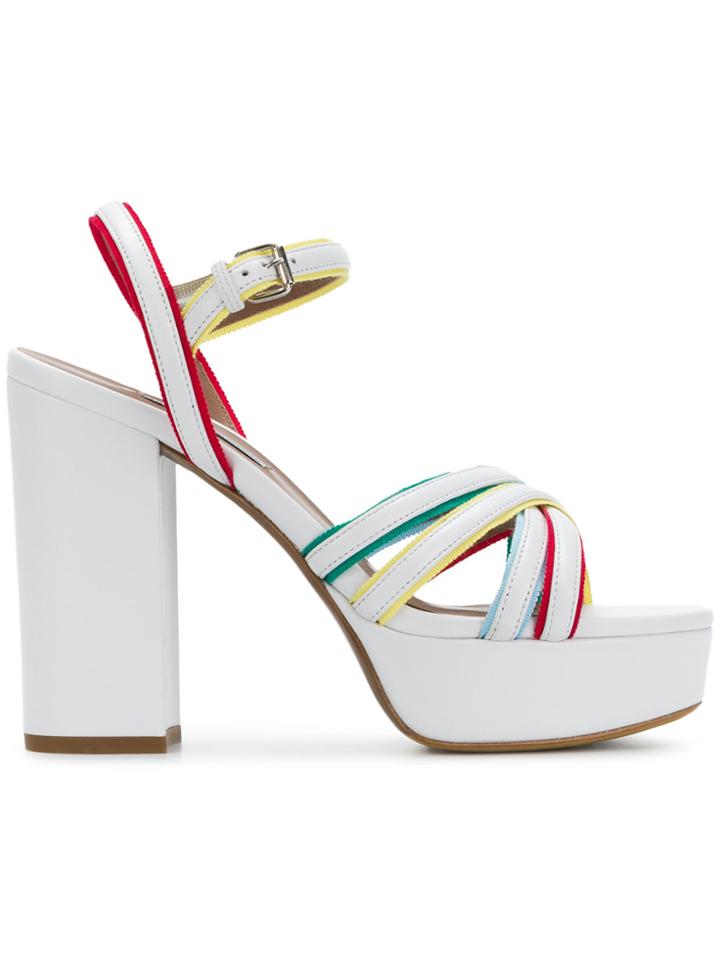 Tabitha Simmons Strappy Block Heel Sandals - White