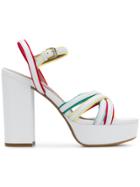 Tabitha Simmons Strappy Block Heel Sandals - White