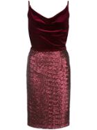 Black Halo Julissa Velvet-panel Midi Dress - Red