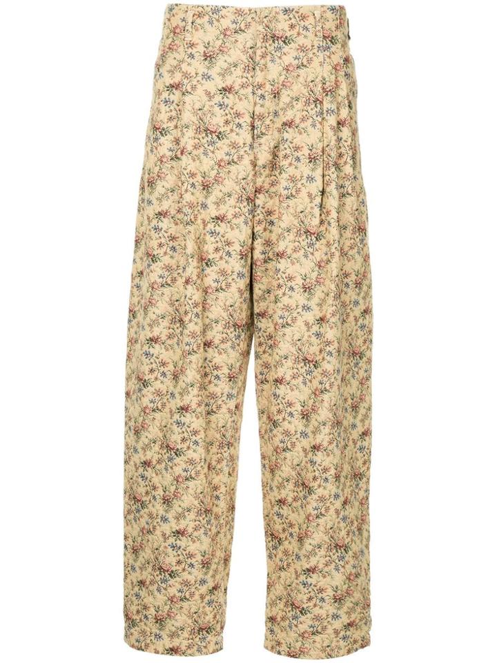 Comme Des Garçons Vintage Floral Wide-legged Trousers - Yellow