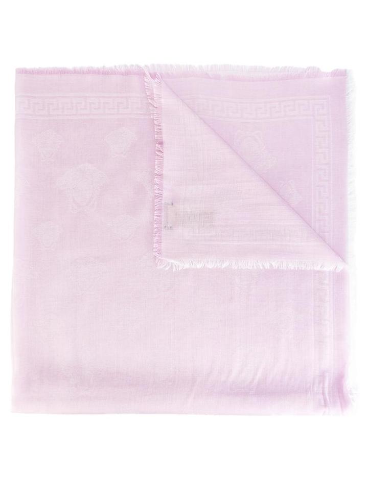 Versace Frayed Medusa Pattern Stole, Women's, Pink/purple, Modal/wool/silk