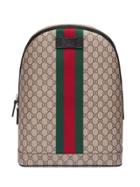 Gucci Gg Supreme Backpack With Web - Brown