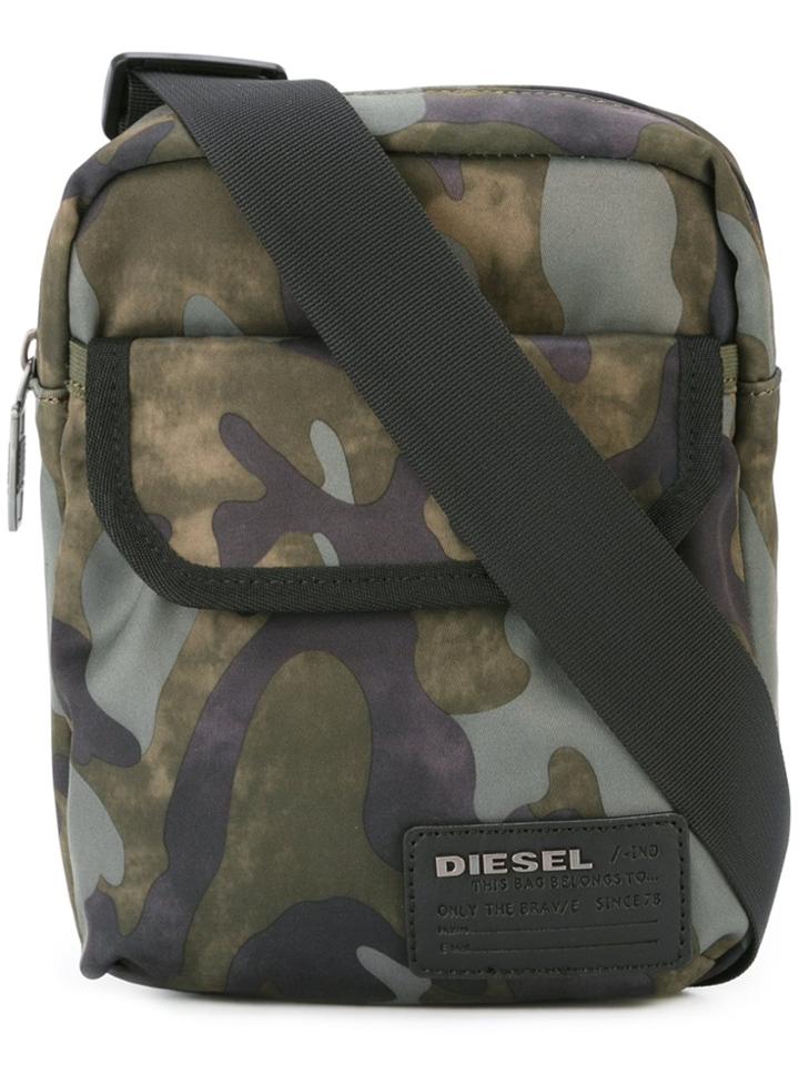 Diesel Camouflage Print Shoulder Bag - Green