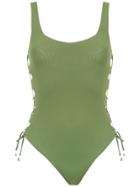 Amir Slama Lace Up Detail Swimsuit - Green