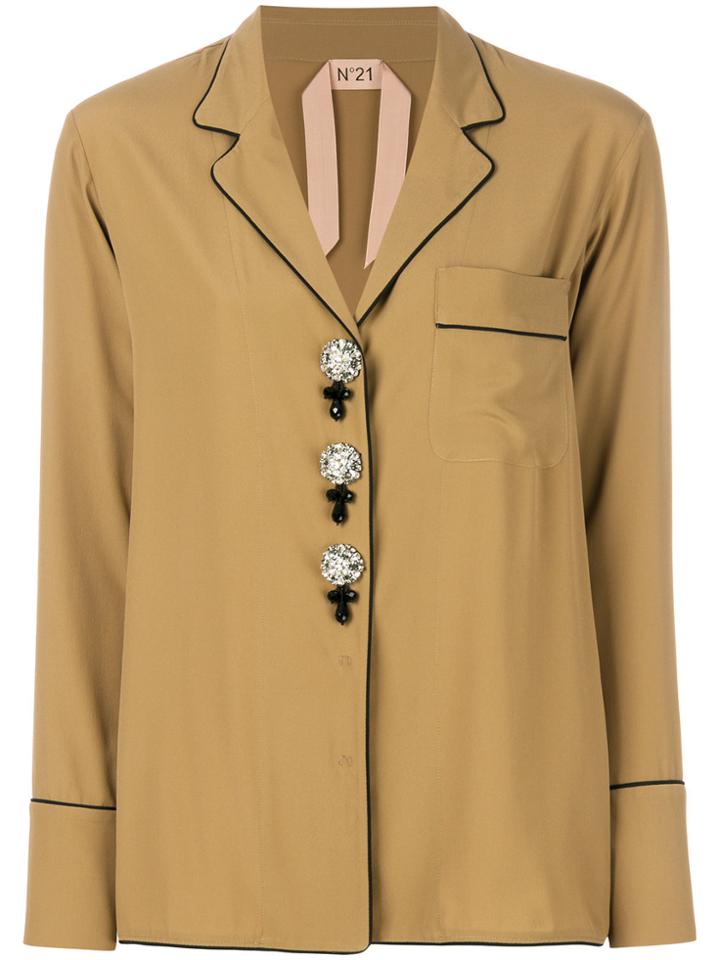 No21 Pyjama-style Decorative Button Shirt - Nude & Neutrals