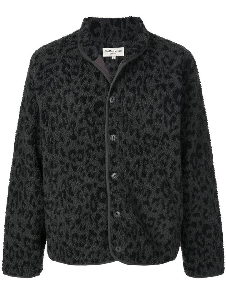 Ymc Leopard Print Cardigan - Grey