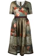 Antonio Marras Floral Print Dress, Women's, Size: 44, Green, Silk/polyester/polyamide