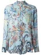Etro - Floral Print Shirt - Women - Silk - 42, Blue, Silk