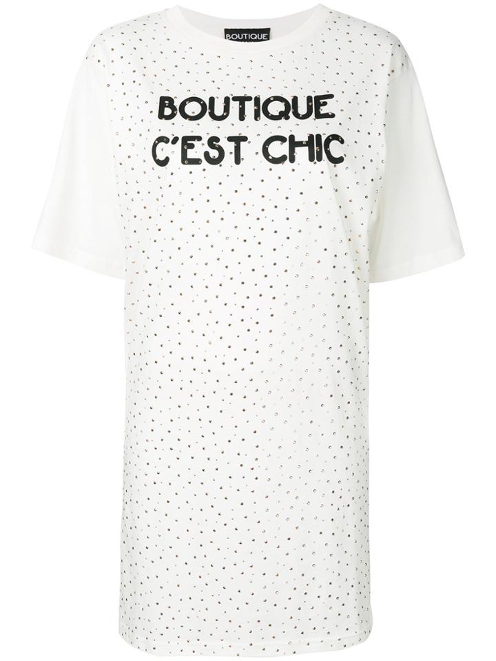 Boutique Moschino Studded T-shirt Dress - White