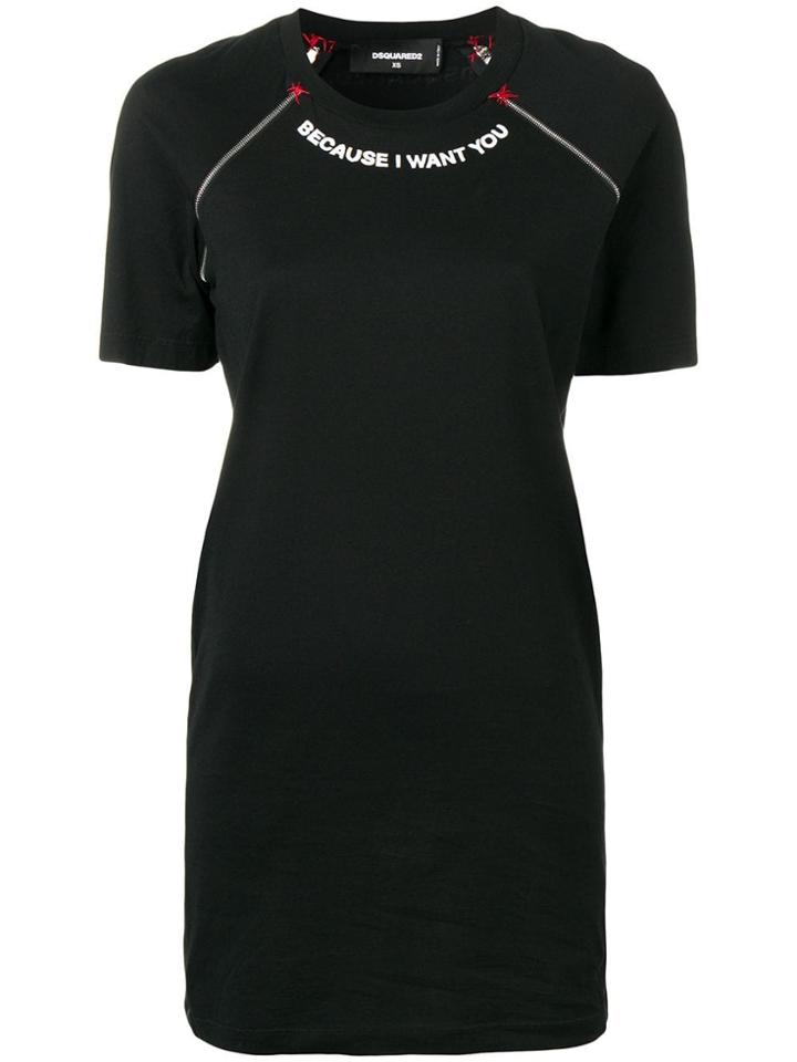 Dsquared2 Zip Detail T-shirt Dress - Black