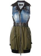 Dsquared2 - Denim Top Bondage Dress - Women - Cotton/calf Leather/polyester/spandex/elastane - 38, Blue, Cotton/calf Leather/polyester/spandex/elastane
