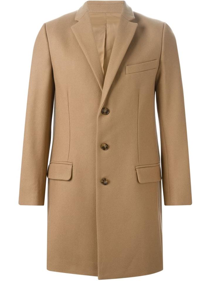Harmony Paris Single Breasted Overcoat, Men's, Size: 48, Nude/neutrals, Polyester/wool
