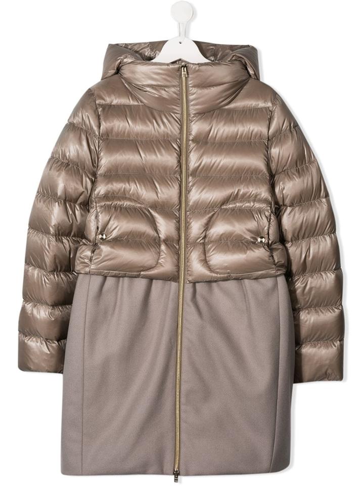 Herno Kids Tortora Padded Contrast Coat - Neutrals