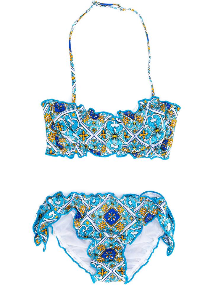 Mc2 Saint Barth Kids Teen Floral Print Bikini - Blue