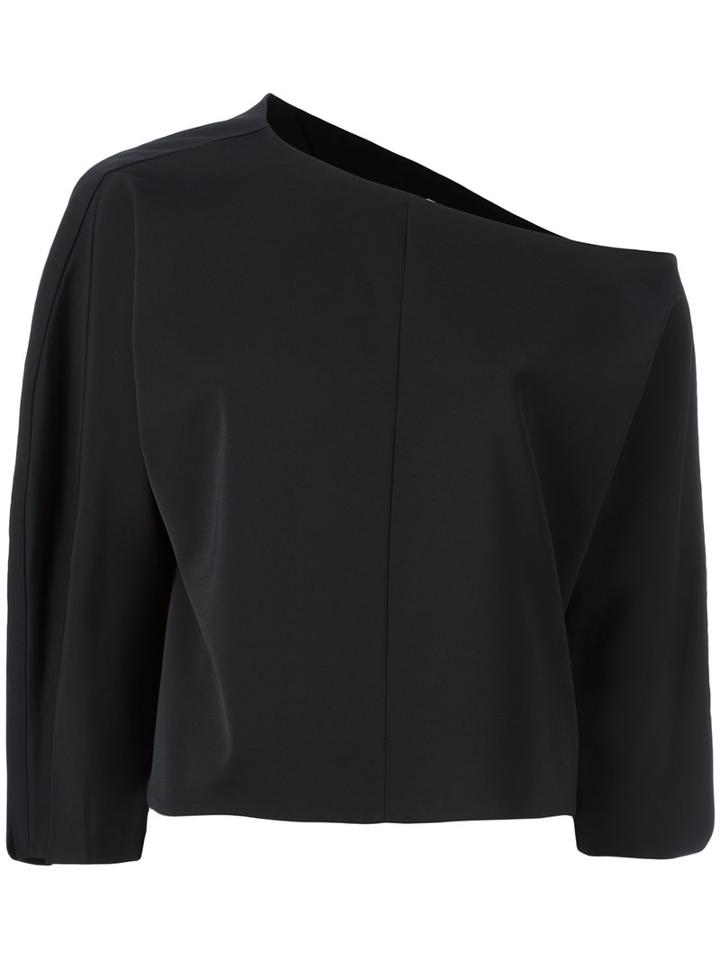 Tibi Asymmetric Neck Cropped Blouse, Women's, Size: Small, Black, Polyamide/spandex/elastane/acetate