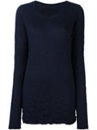 Rundholz Round Neck Longsleeved Blouse, Women's, Size: Medium, Blue, Polyester/wool