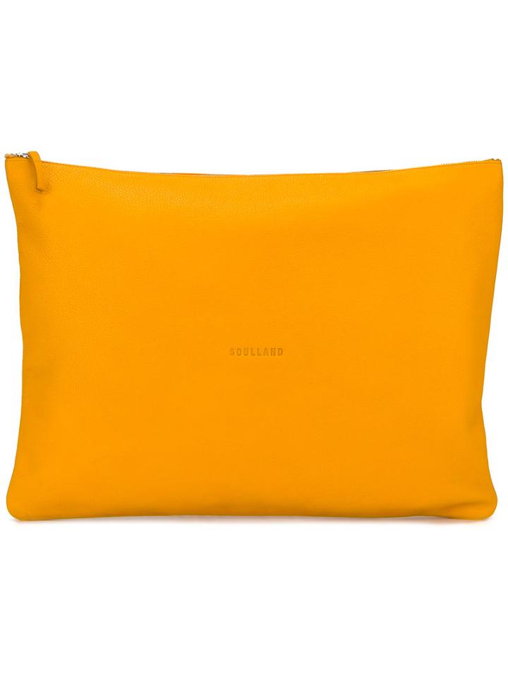 Soulland - Medusa Mega Clutch - Men - Calf Leather - One Size, Yellow/orange, Calf Leather