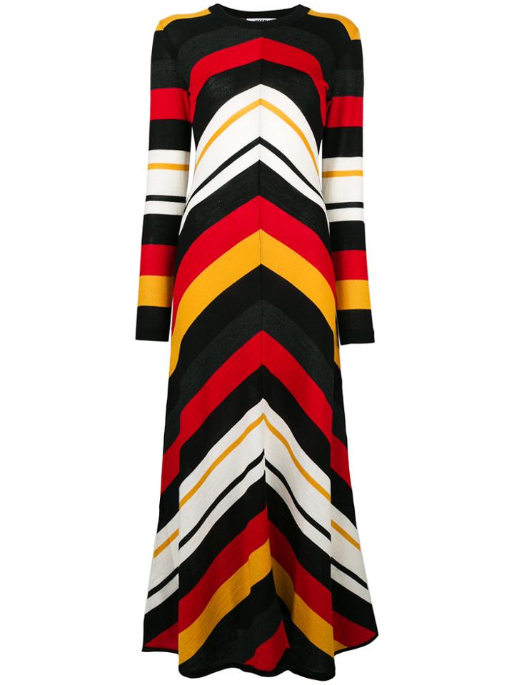 Msgm Chevron Print Maxi Dress - Black