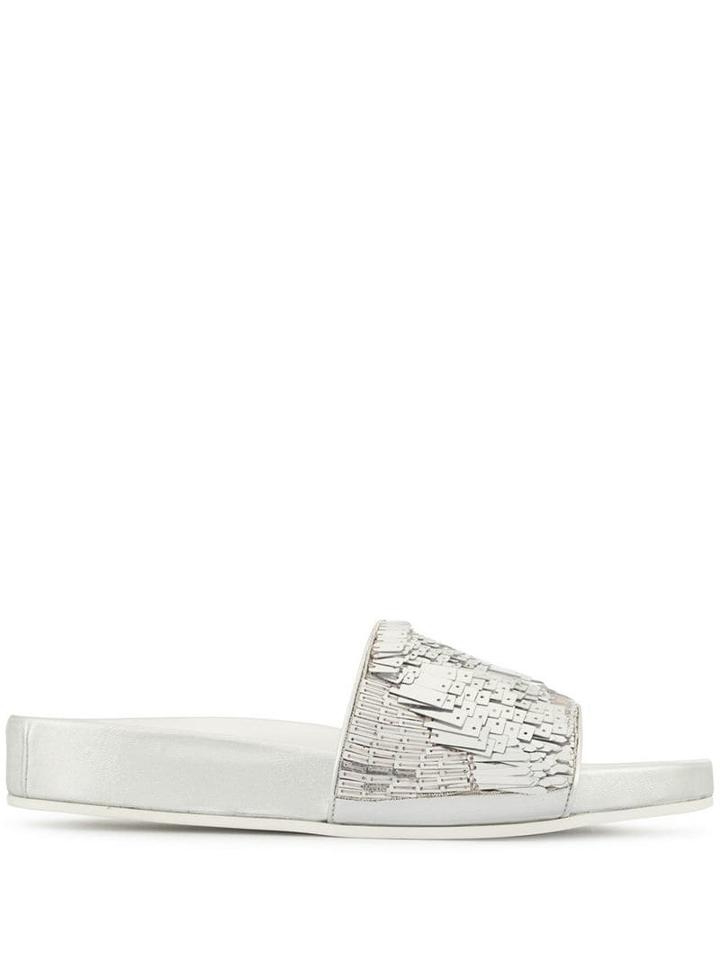 Nº21 Metallic Embellished Slides - Silver